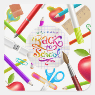 Sticker Carré Accueil coloré Retour au Carré scolaire