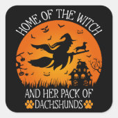 Sticker Carré Accueil De La Sorcière Et Son Pack De Cool Dachshu (Devant)