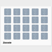 Sticker Carré Accueil du Mariage bleu poussiéreux minimal (Feuille)