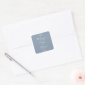 Sticker Carré Accueil du Mariage bleu poussiéreux minimal (Enveloppe)