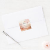 Sticker Carré Accueil du Mariage RoseGold Watercolor (Enveloppe)