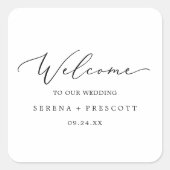 Sticker Carré Accueil Mariage de calligraphie noire délicate (Devant)