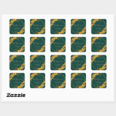 Sticker Carré Accueil Mariage Floral Emerald Green Gold Classy (Feuille)