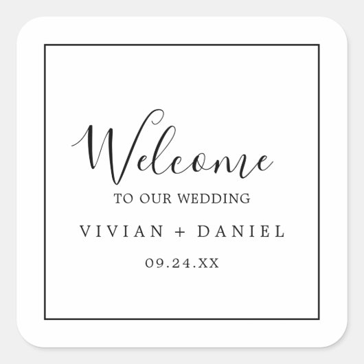 Sticker Carré Accueil Mariage minimaliste (Devant)
