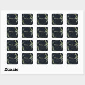 Sticker Carré Accueil Mariage vert bleu or géométrique (Feuille)