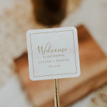 Sticker Carré Accueil minimaliste du Mariage Gold<br><div class="desc">Ces autocollants minimalistes de mariage or sont parfaits pour un mariage simple. Le design romantique moderne présente une typographie classique d'or et de blanc associée à une calligraphie rustique mais élégante avec un style vintage lettré à la main. Personnalisable dans n'importe quelle couleur. Gardez le design simple et élégant, en...</div>
