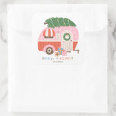 Sticker Carré Accueil pour les vacances Pink Camper (Sac)