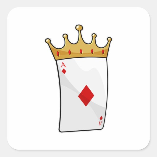 Sticker Carré Ace diamant avec Couronne (Devant)