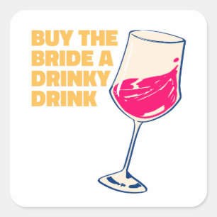 Sticker Carré Acheter à la mariée un cocktail mignon Drinky