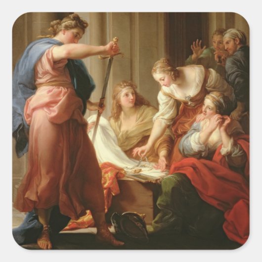 Sticker Carré Achille à la Cour du roi Lycomedes avec son D (Devant)