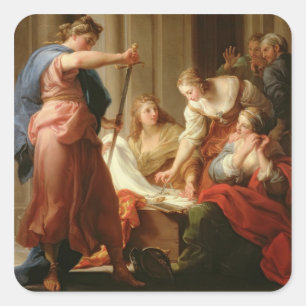 Sticker Carré Achille à la cour du Roi Lycomedes avec son D