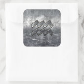 Sticker Carré Acier argenté affligé par symbole de zodiaque de (Sac)