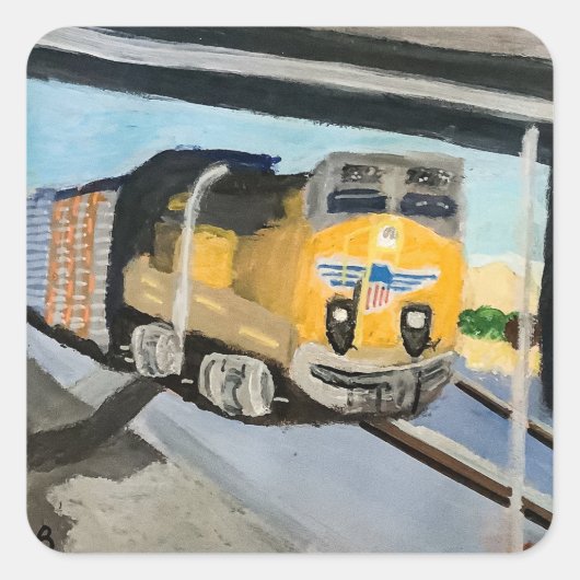 Sticker Carré Acrylic Train Art Print | Scenic Indio CA Desert  (Devant)
