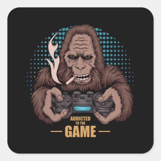 Sticker Carré Addicted au jeu Bigfoot Gamer (Devant)