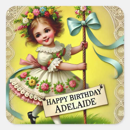 Sticker Carré ADELAIDE ~ JOYEUX ANNIVERSAIRE ~ Maypole ~ (Devant)