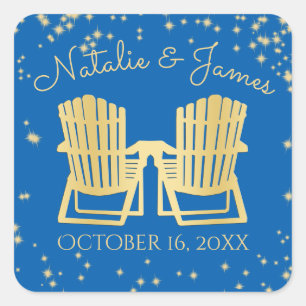 Sticker Carré Adirondack Chaises Plage Ciel étoilé