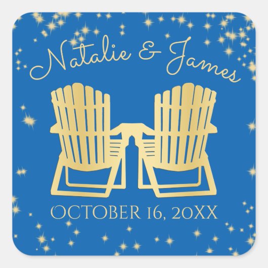 Sticker Carré Adirondack Chaises Plage Ciel étoilé (Devant)