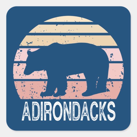 Sticker Carré Adirondacks Retro Bear (Devant)