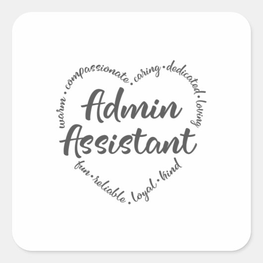 Sticker Carré Admin, Assistant administratif, assistant (Devant)