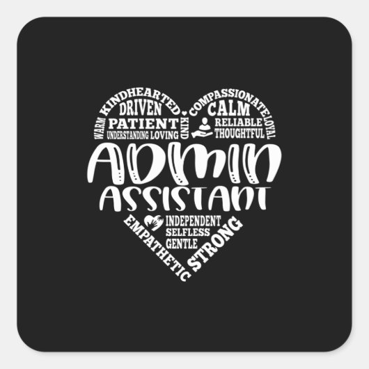 Sticker Carré Admin, Assistant administratif, assistant (Devant)