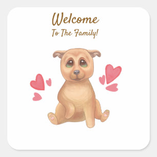 Sticker Carré adopter un chien mignon de jour