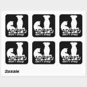 Sticker Carré Adoptez Ne pas Acheter Chien Chat Blanc (Feuille)