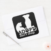 Sticker Carré Adoptez Ne pas Acheter Chien Chat Blanc (Enveloppe)