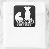 Sticker Carré Adoptez Ne pas Acheter Chien Chat Blanc (Sac)
