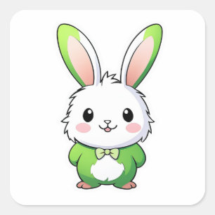 Sticker Carré adorable animal lapin