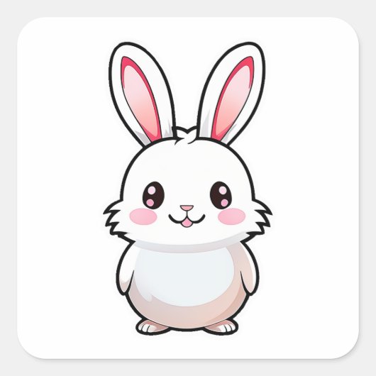 Sticker Carré adorable animal lapin (Devant)
