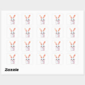 Sticker Carré adorable animal lapin (Feuille)