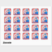 Sticker Carré Adorable Anime Couple Romantique (Feuille)