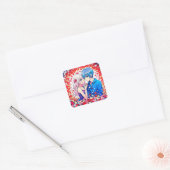 Sticker Carré Adorable Anime Couple Romantique (Enveloppe)