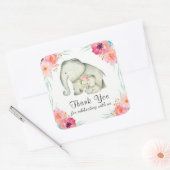 Sticker Carré Adorable Baby Elephants Merci (Enveloppe)