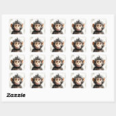 Sticker Carré Adorable Baby Monkey Happy Smiling Portrait (Feuille)