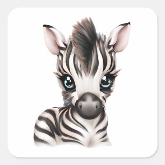 Sticker Carré adorable bébé Zebra (Devant)