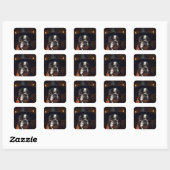 Sticker Carré Adorable Boston Terrier Witch (Feuille)