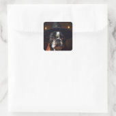 Sticker Carré Adorable Boston Terrier Witch (Sac)