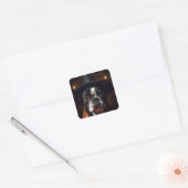 Sticker Carré Adorable Boston Terrier Witch (Enveloppe)