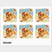 Sticker Carré adorable cocker spaniel chiot sur la course (Feuille)