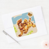 Sticker Carré adorable cocker spaniel chiot sur la course (Enveloppe)