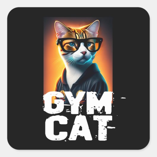 Sticker Carré Adorable Cute Chat en Tracksuit (Devant)