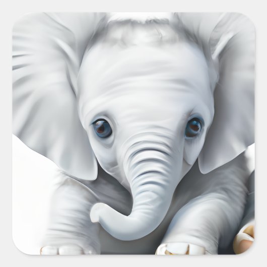 Sticker Carré adorable Grey Baby Elephant (Devant)