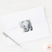 Sticker Carré adorable Grey Baby Elephant (Enveloppe)