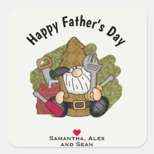 Sticker Carré Adorable Handyman & Carpenter Garden Gnome