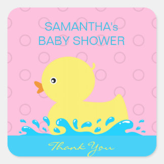 Sticker Carré Adorable Jaune Bleu Rose Caoutchouc Ducky Baby Dou
