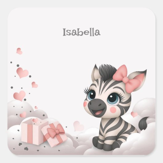 Sticker Carré Adorable little cartoon zebra  (Devant)