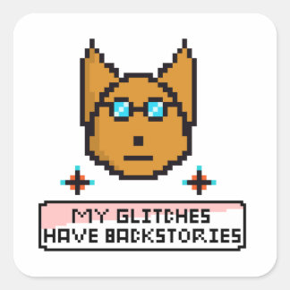 Sticker Carré Adorable Nerd Puppy with Glasses