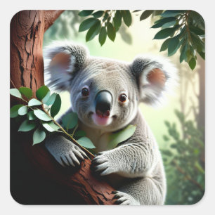 Sticker Carré Adorable Ours Koala
