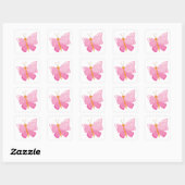 Sticker Carré adorable Papillon de dessin rose (Feuille)
